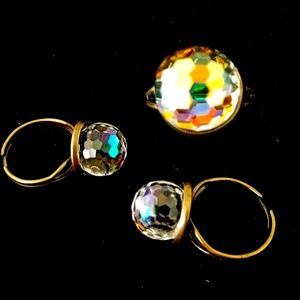 Vintage Crystal Ball Adjustable Ring